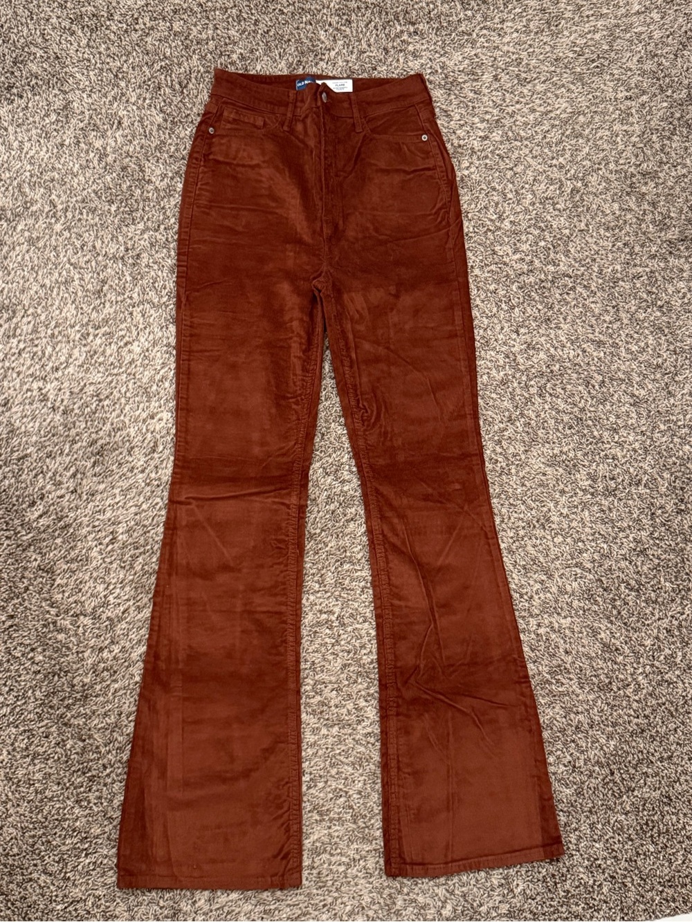 Old Navy High-Waisted Flare Corduroy Pants in Brick Color Size 8 Tall